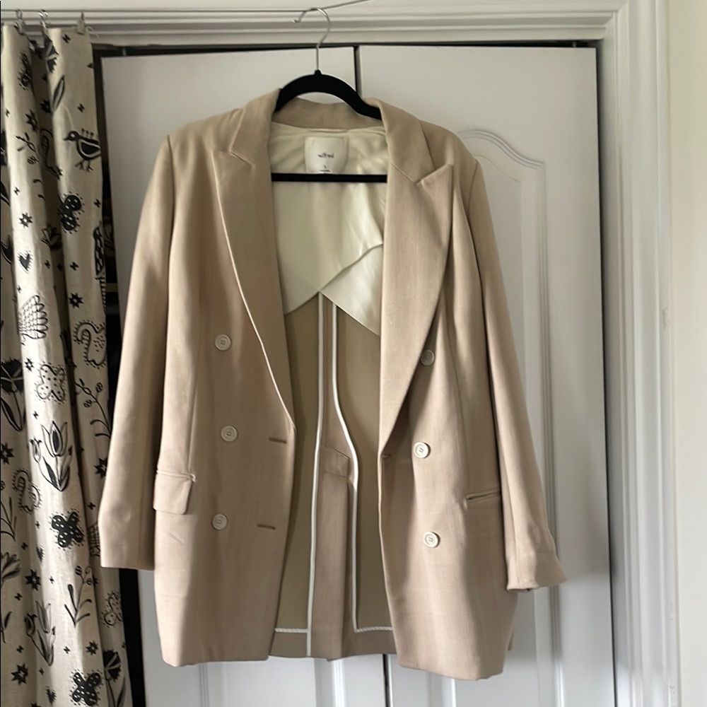 Women's Beige Double-Breasted Blazer